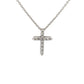 front of white gold diamond cross with 11 small round diamonds