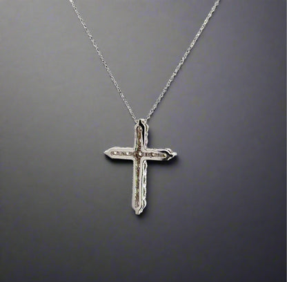 back of white gold cross