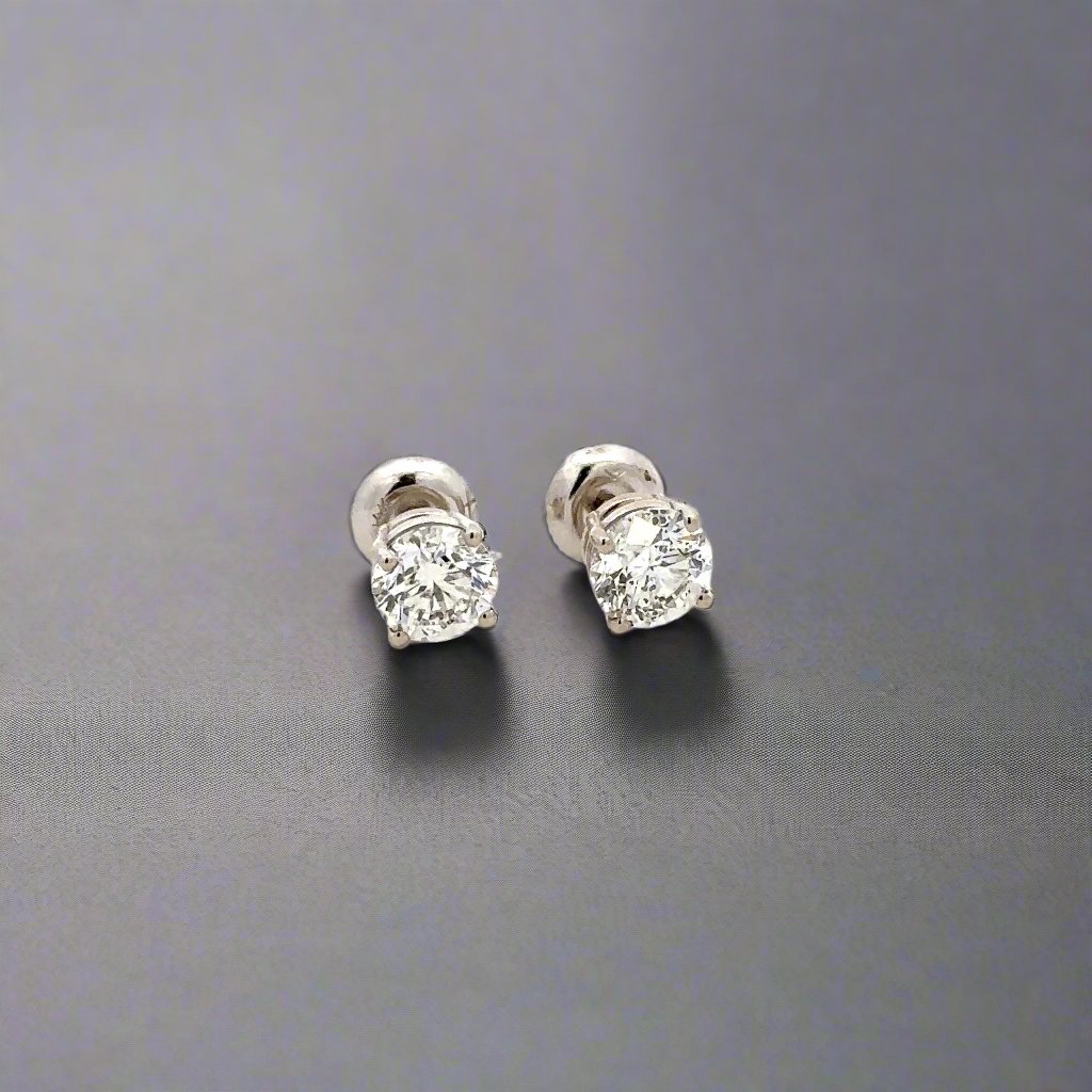 diagonal view of stud earrings