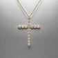 Front of diamond cross necklace with 16 round diamonds