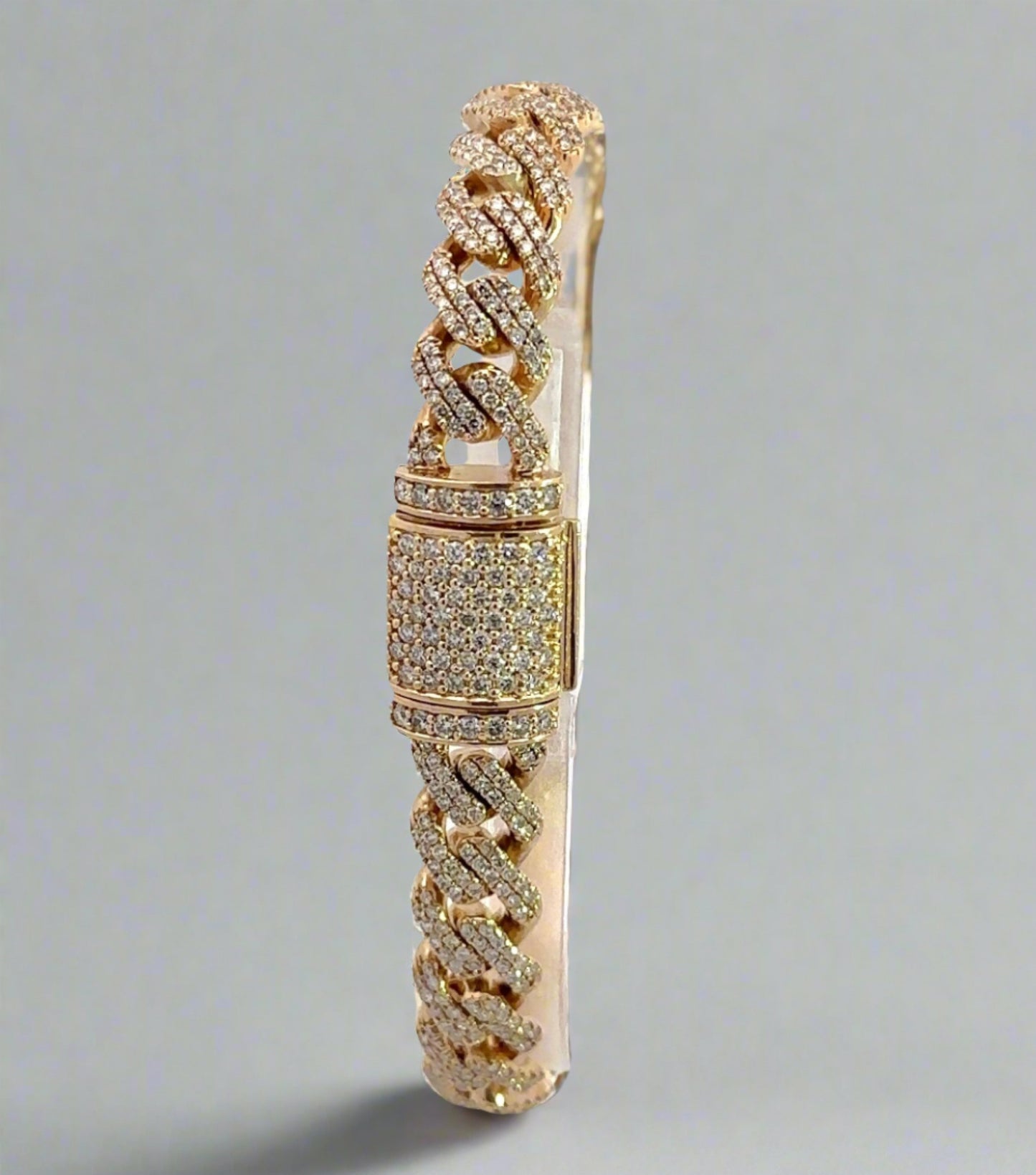 Diamond cuban link bracelet with diamond box clasp