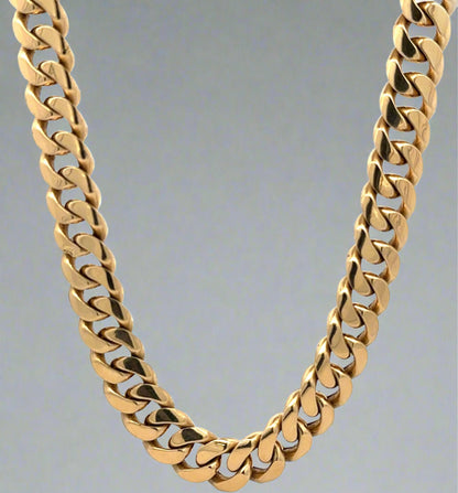 hanging yellow gold cuban link chain