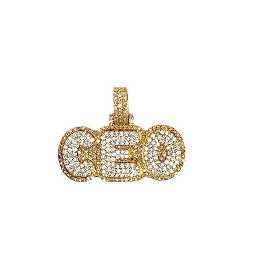 CEO pendant in yellow gold with yellow + white diamonds
