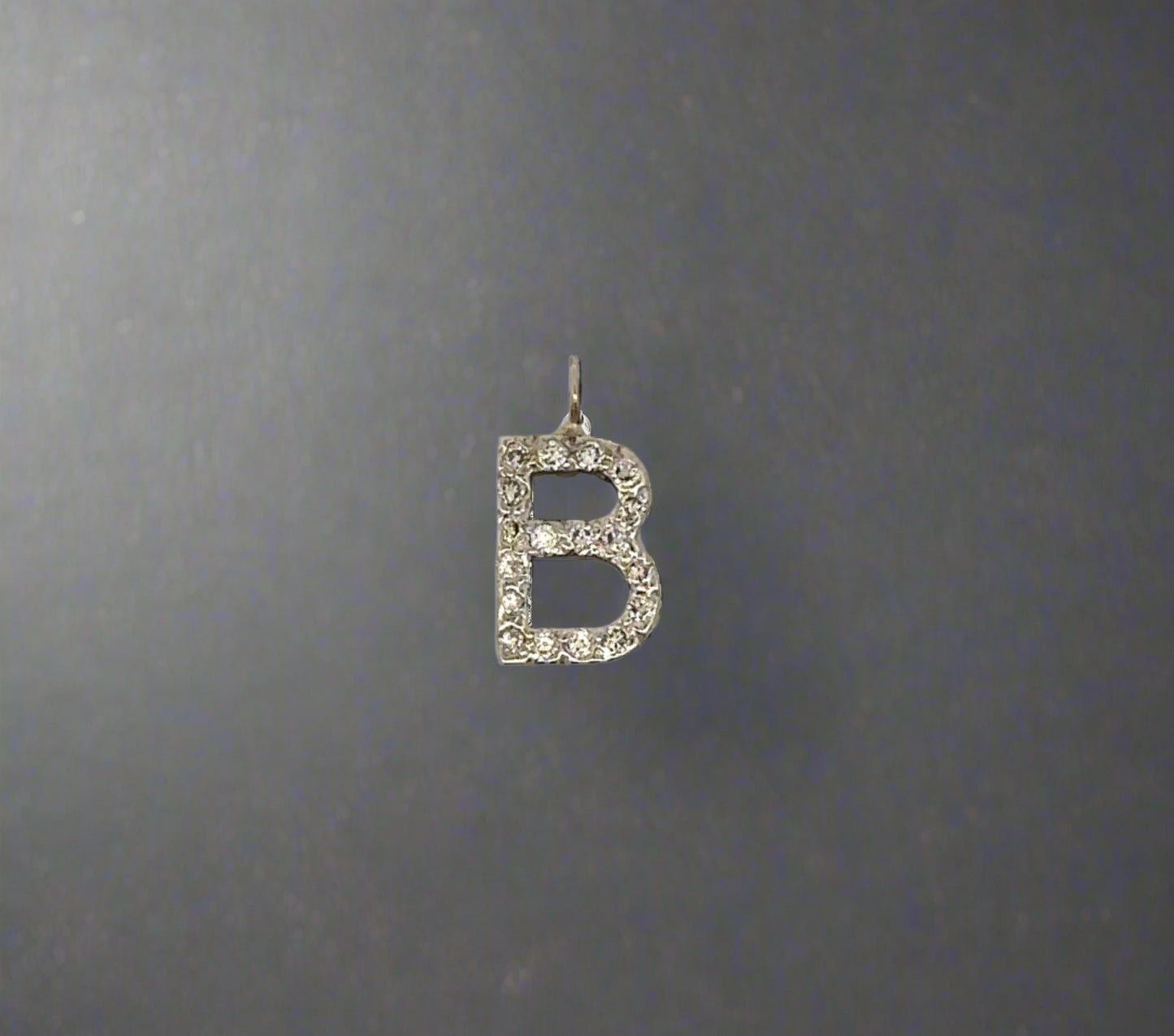 Front of diamond B pendant