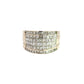 front of white gold ring with 6 rows of princess-cut diamonds on the front