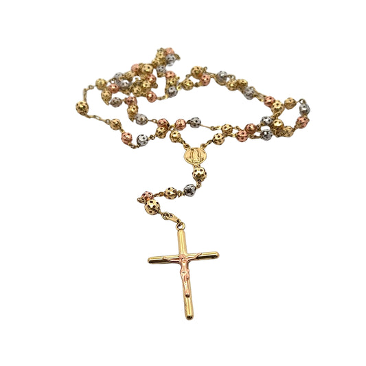 tri-color gold beaded rosary doubled up to fit in the picture