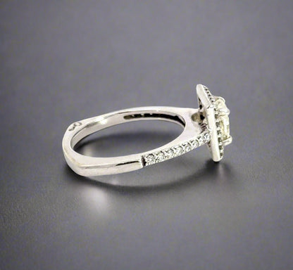 Side of white gold ring with scratches on gold
