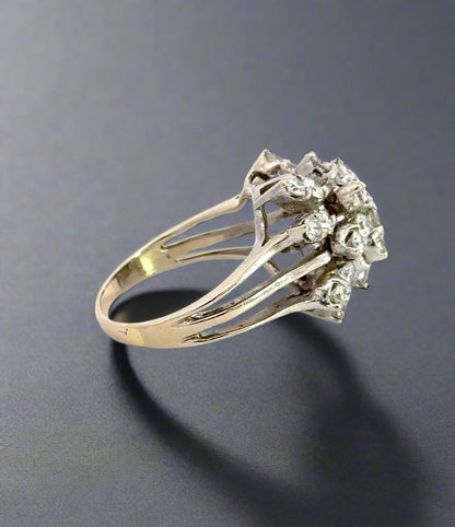 side of white gold cluster ring