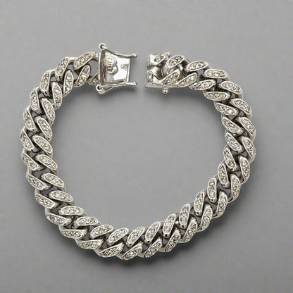Diamond bracelet open to show clasp 