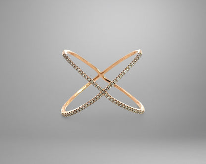 Rose gold diamond ring with small diamonds pave' setting