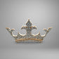Gold crown with diamond accents on a gray background