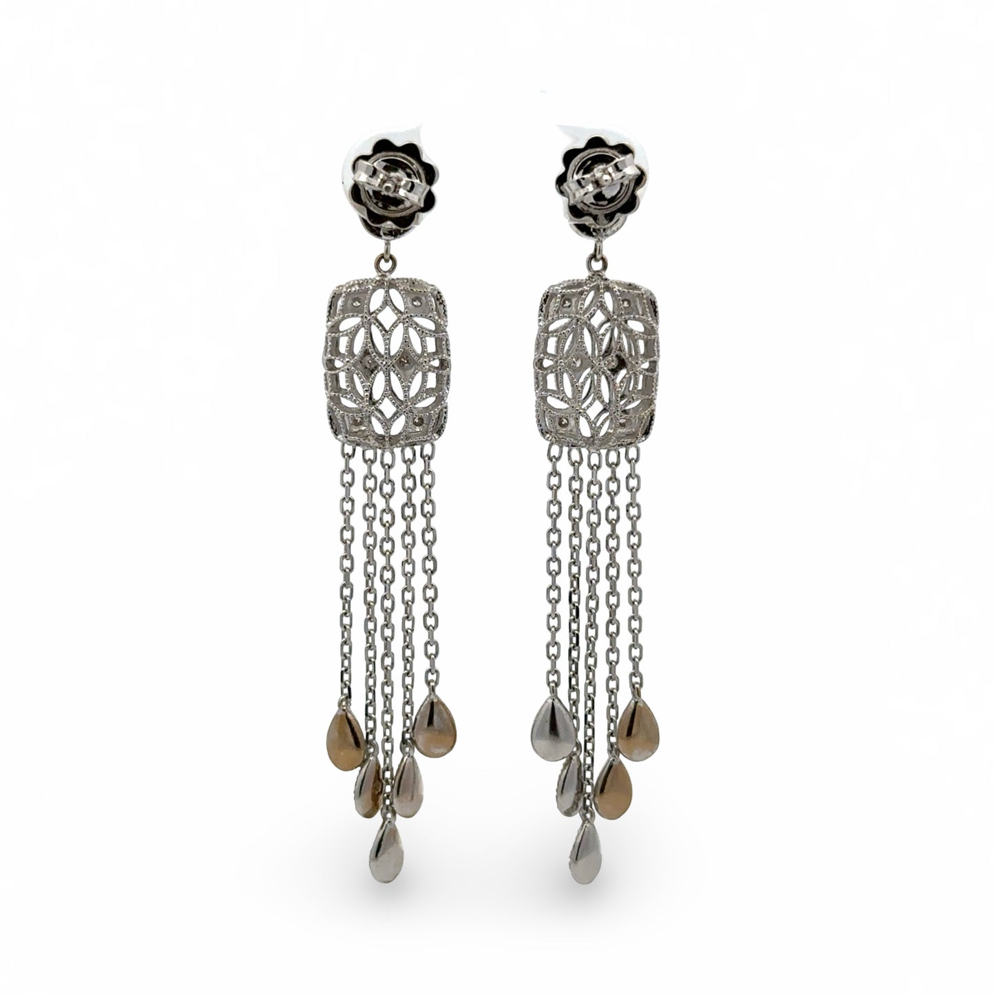 Back of white gold drop earrings