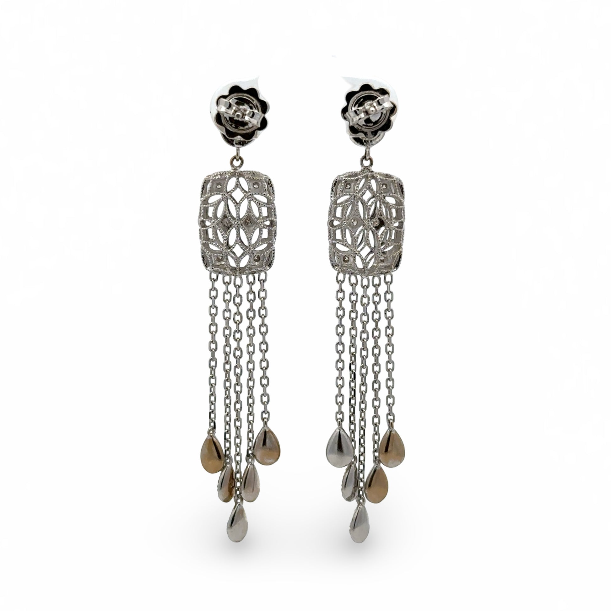 Back of white gold drop earrings