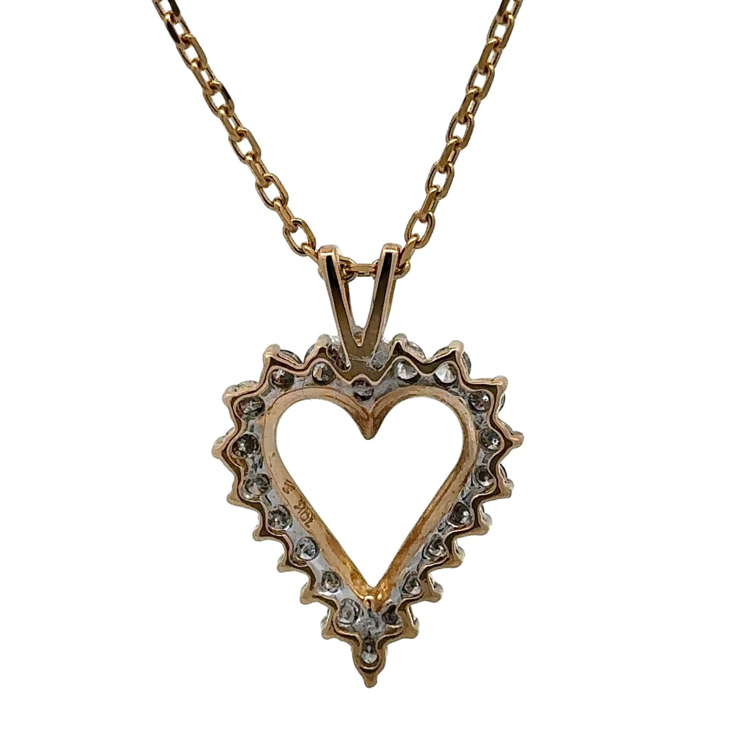 Back of heart shaped necklace with 10K stamp