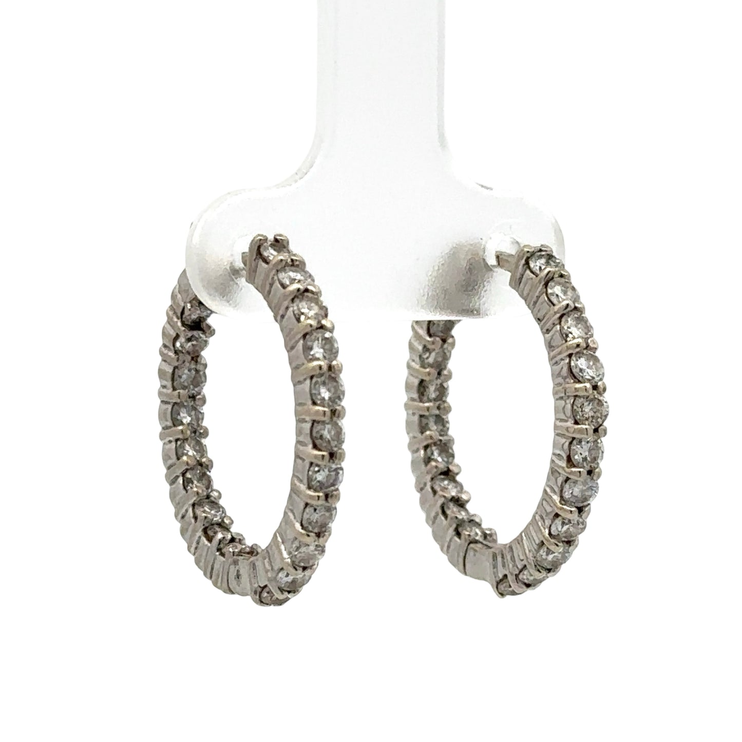 White gold diamond hoop earrings