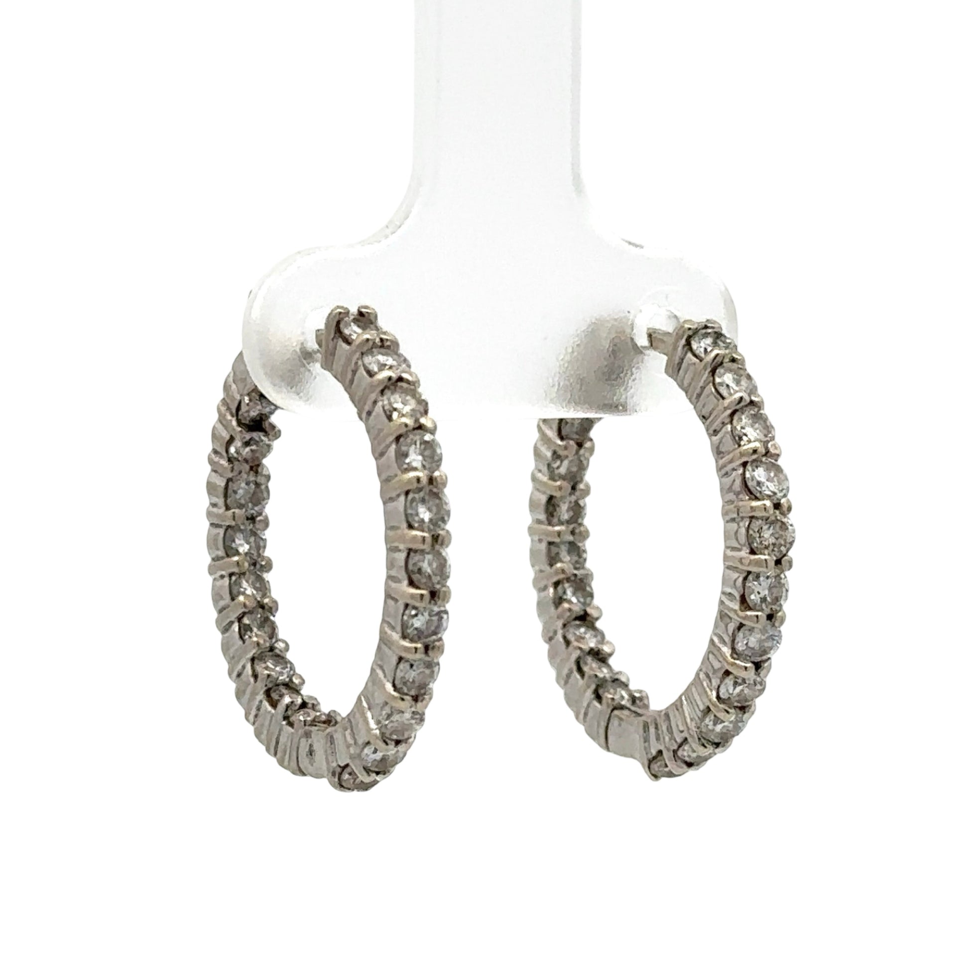 White gold diamond hoop earrings