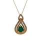 Gold pendant with a green gemstone on a white background