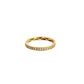 Side of yellow gold ring with small round diamonds.