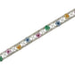 White gold bracelet with colorful gemstones and diamonds on a white background