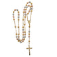 Tricolor rosary necklace with crucifix on white background