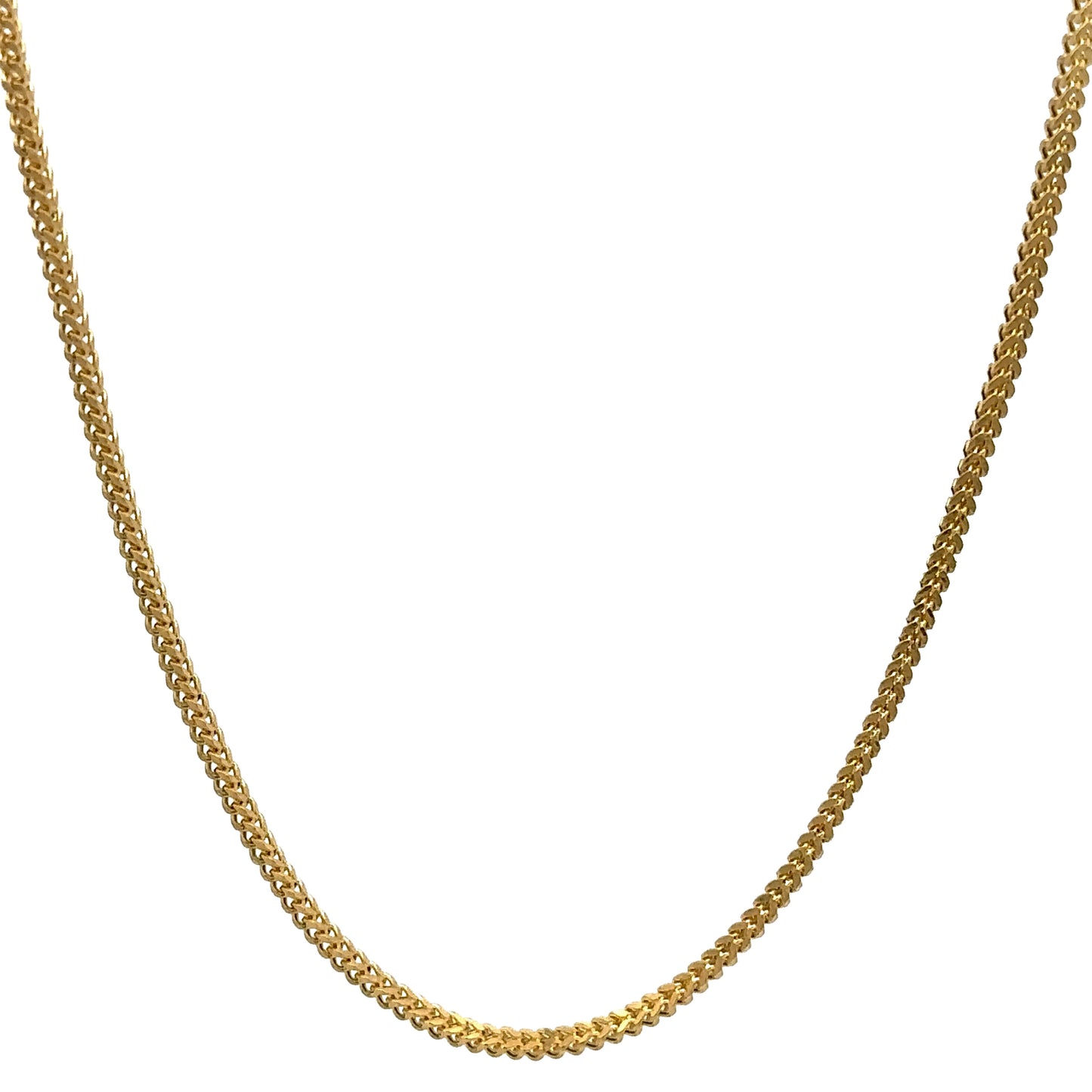 Hanging square yellow gold franco chain