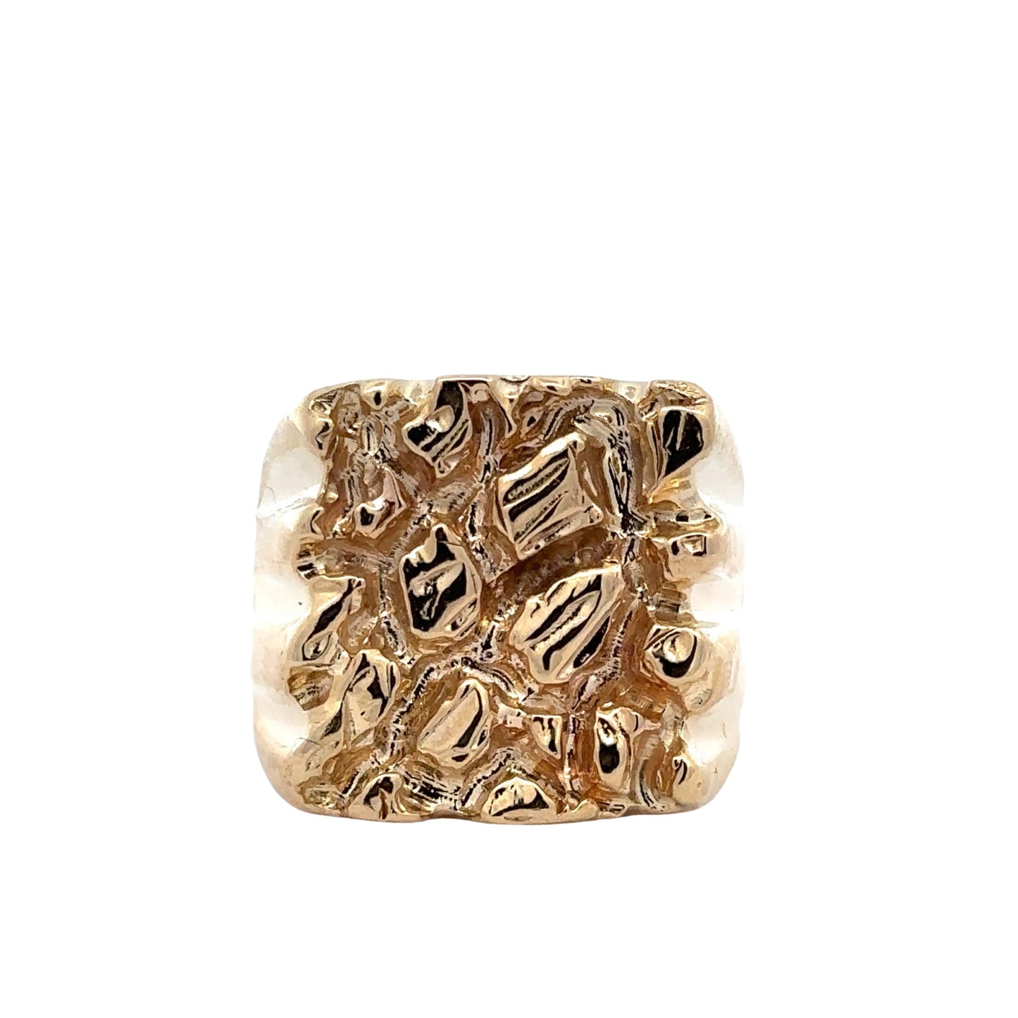 Front of Solid Gold Nugget Ring with Nugget design