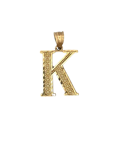 small yellow gold K textured pendant