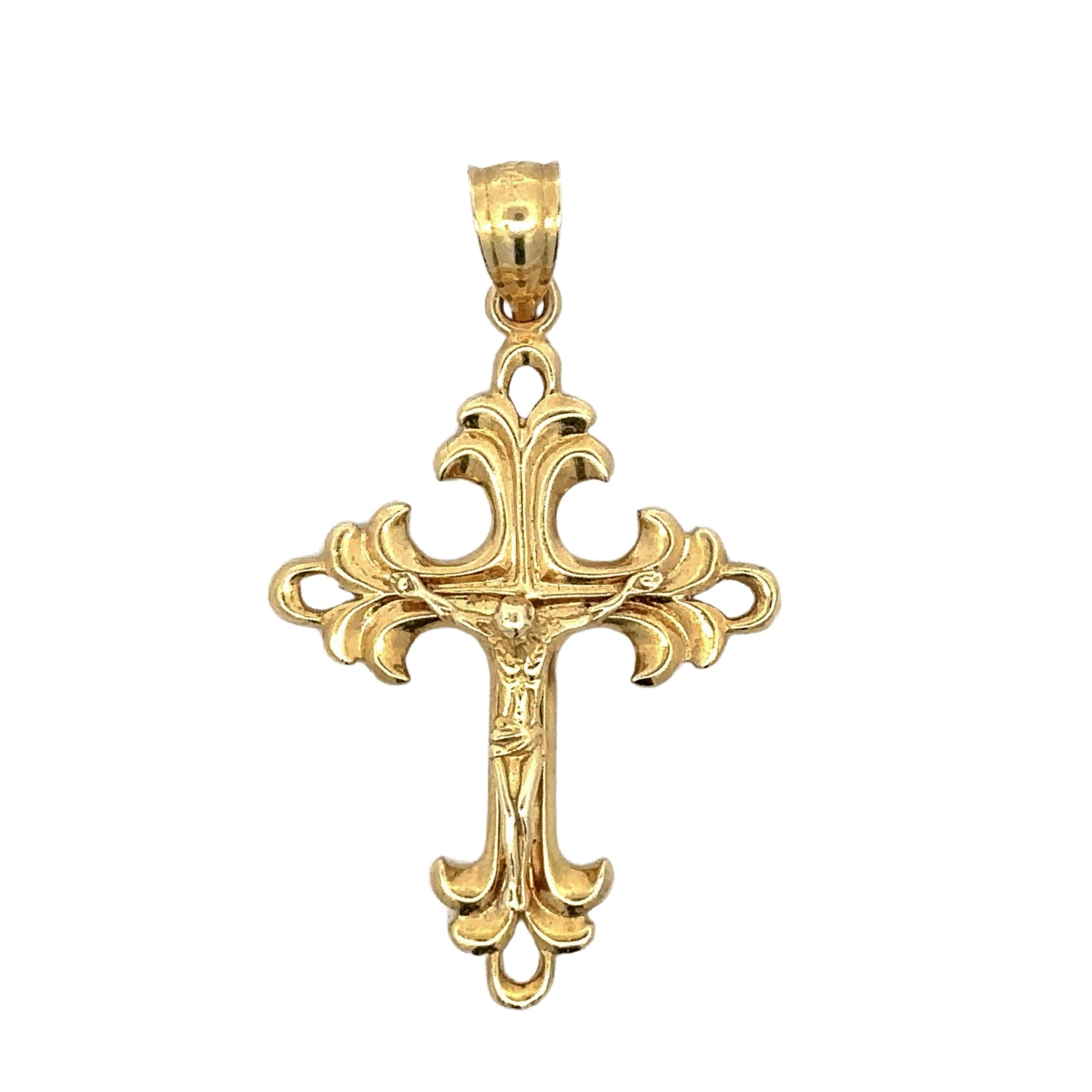 Yellow gold jesus on the cross pendant with scratches