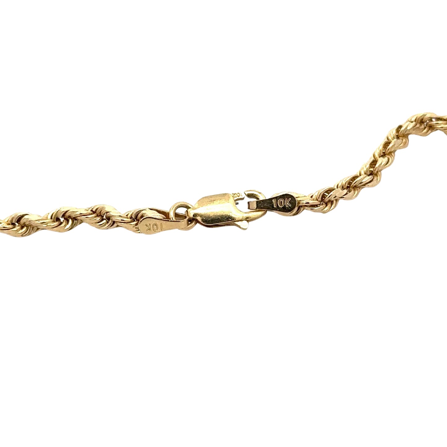 10K yellow gold lobster clasp with stamp and scratches on clasp