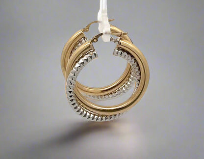 side view of two toned hoops