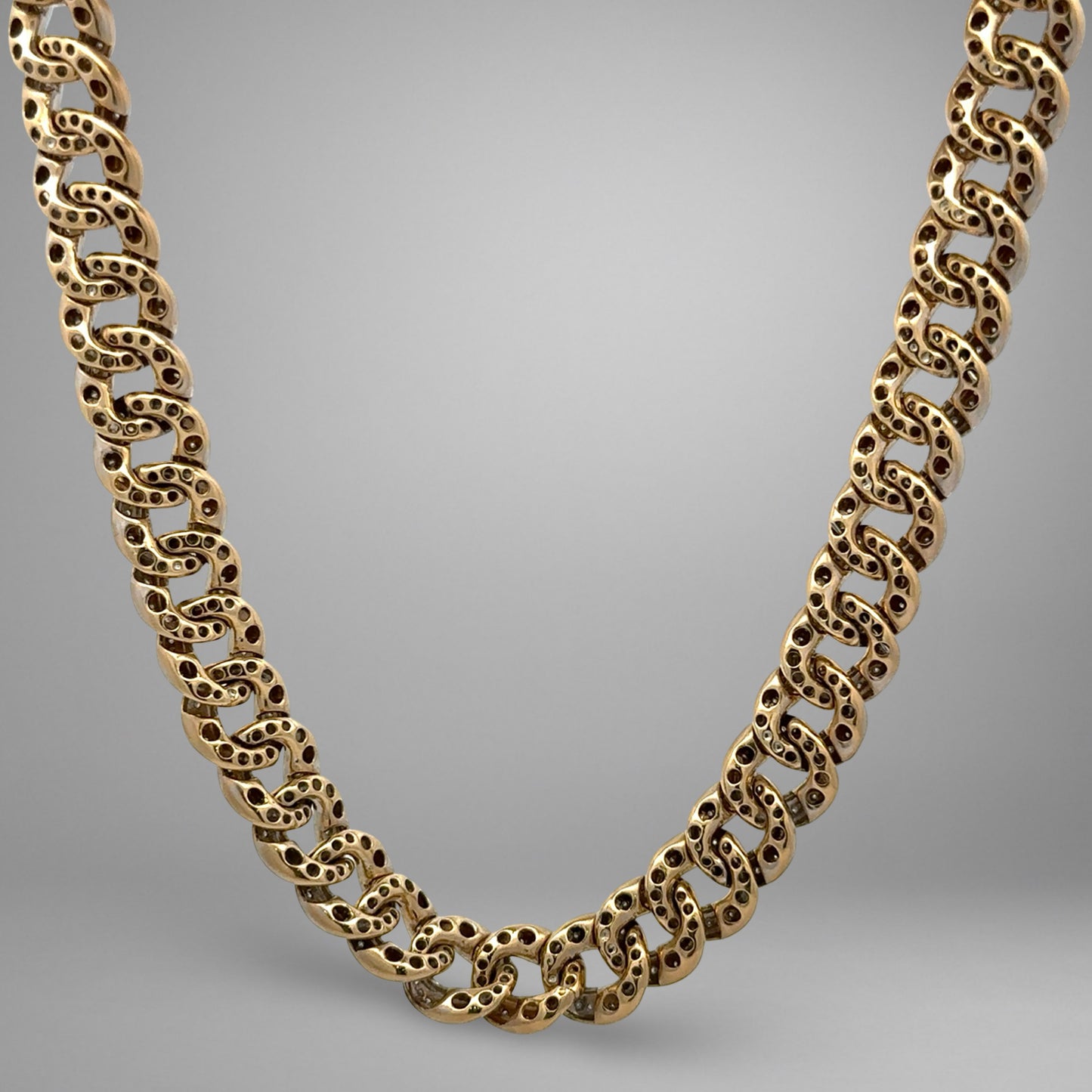 10K Yellow Gold 5TCW Pave' Diamond Cuban Link Chain