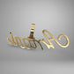 Back of Amari name pendant in yellow gold