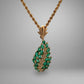 yellow gold necklace with green gemstones and diamonds