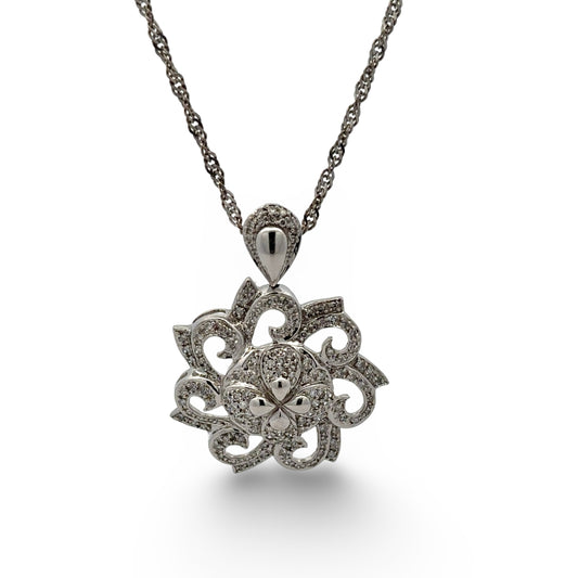 White gold necklace with small diamonds