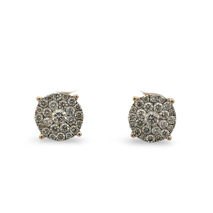 Pair of diamond stud earrings on a white background