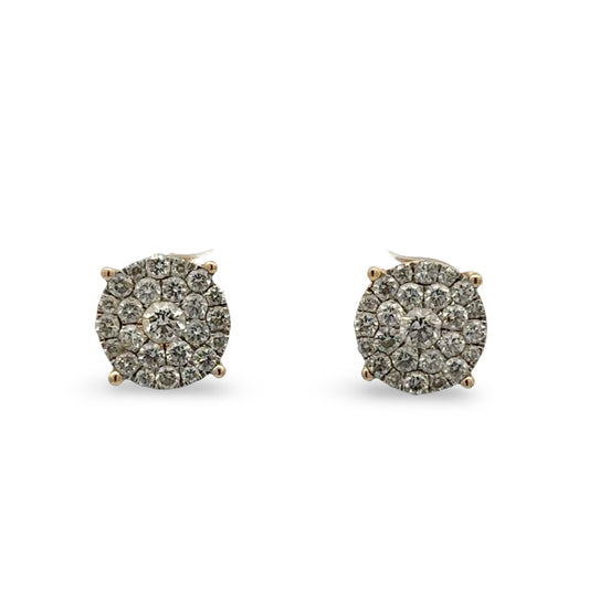 Pair of diamond stud earrings on a white background