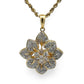 Gold and diamond flower-shaped pendant on a white background