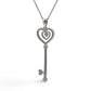 Back of white gold heart key pendant with 14K stamp
