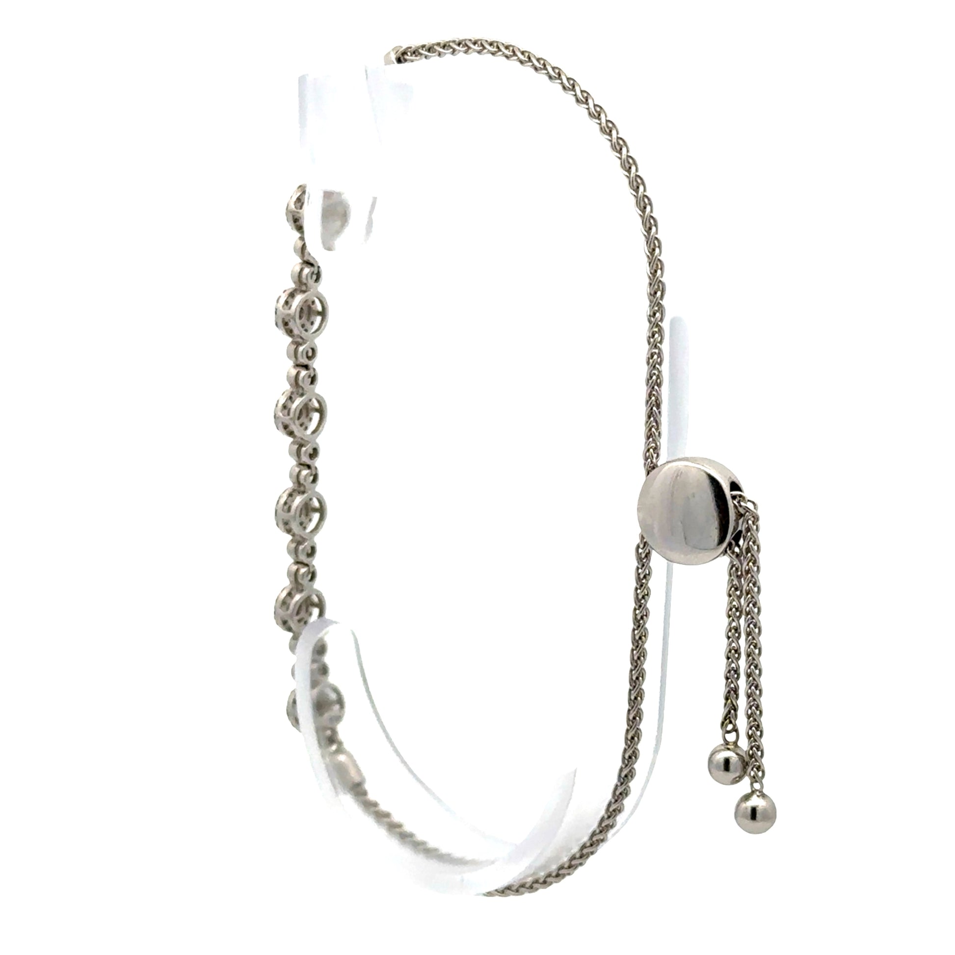 Back of white gold bracelet bolo style