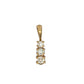 Gold pendant with three round diamonds on a white background