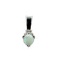 Opal and diamond pendant with white gold setting on a white background