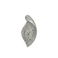 White gold leaf shaped pendant with diamonds on a white background