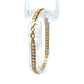 Tri-color gold flat bracelet on white background