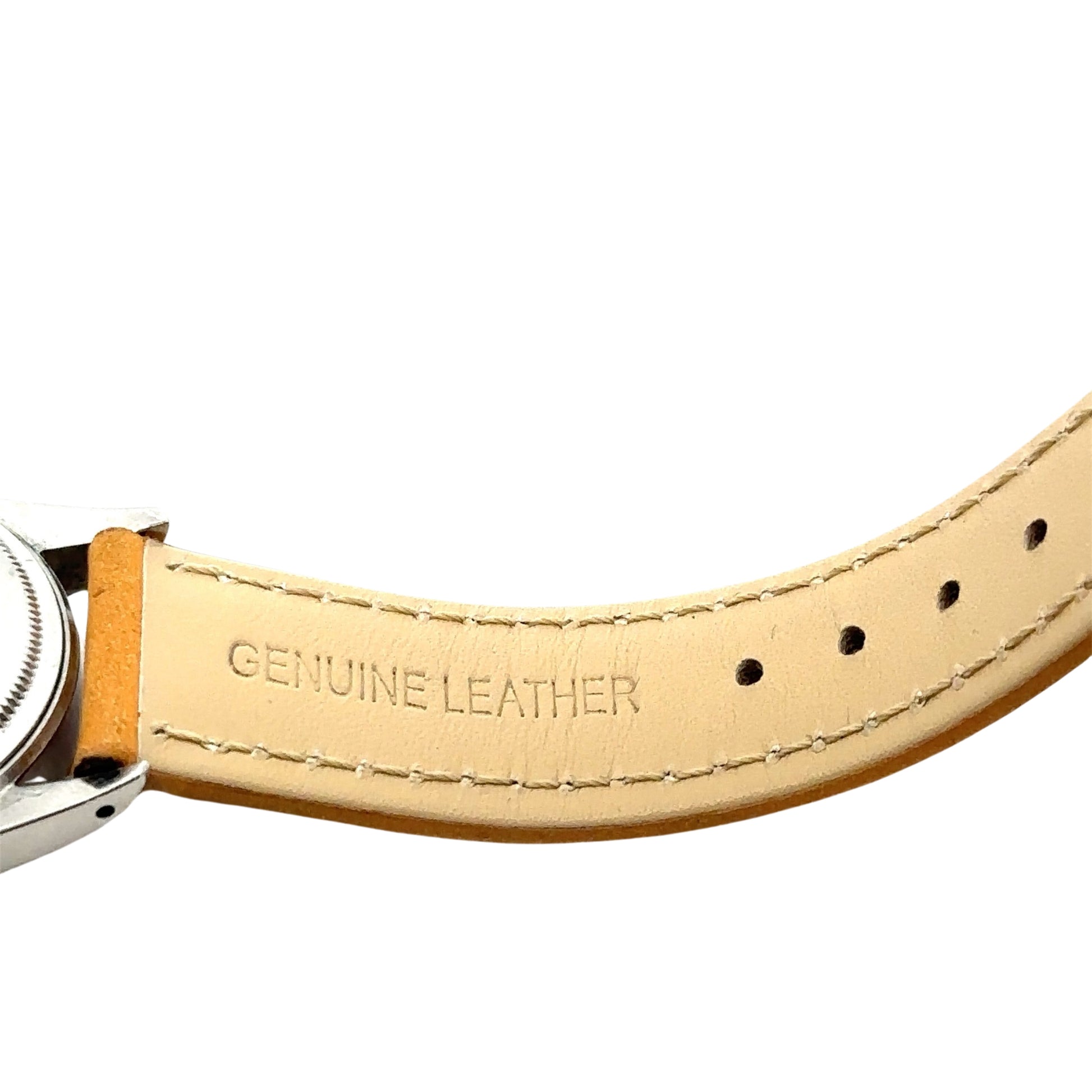 Inside of Genuine Leather band showing wear