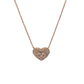 Heart-shaped diamond necklace on a white background