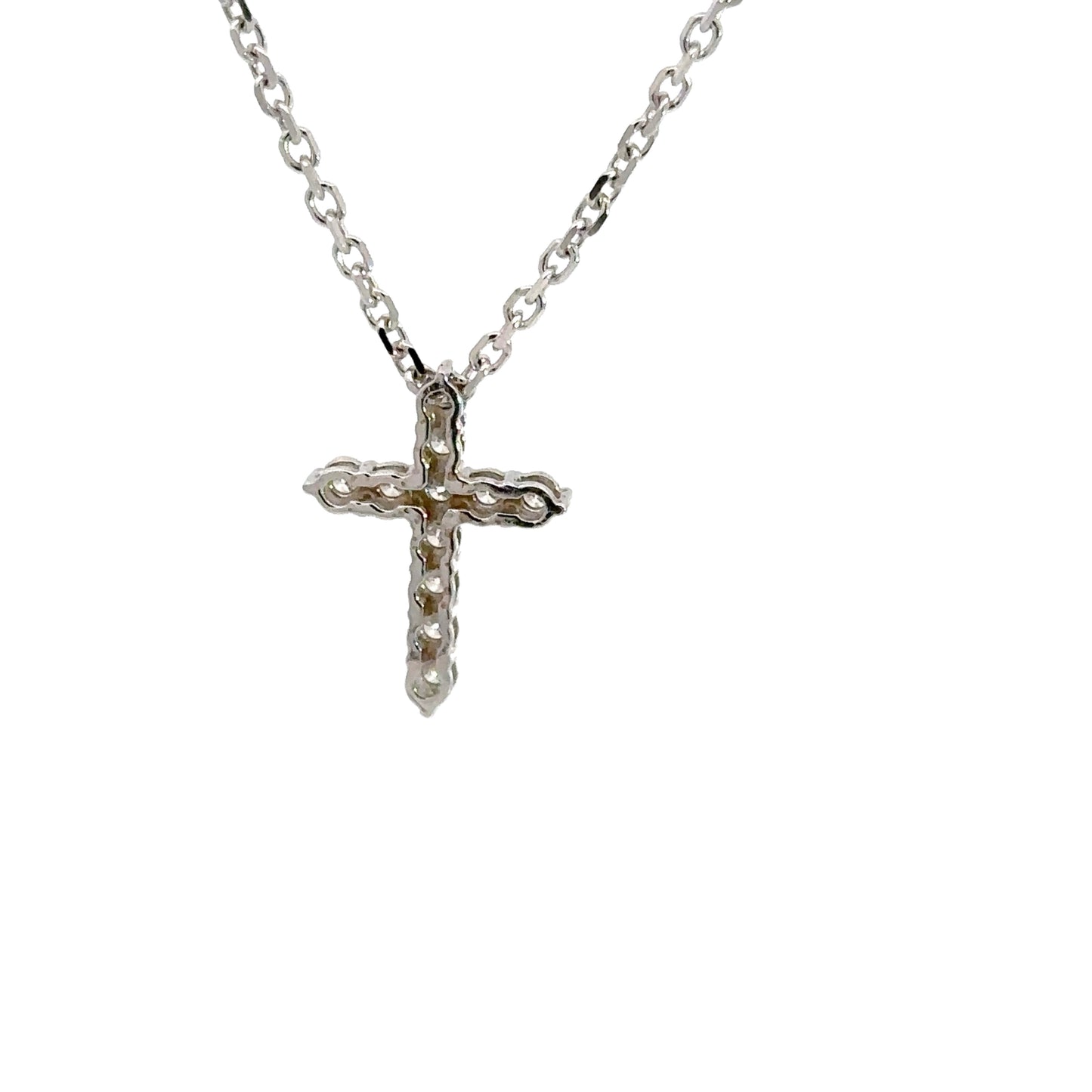Back of white gold cross with open back