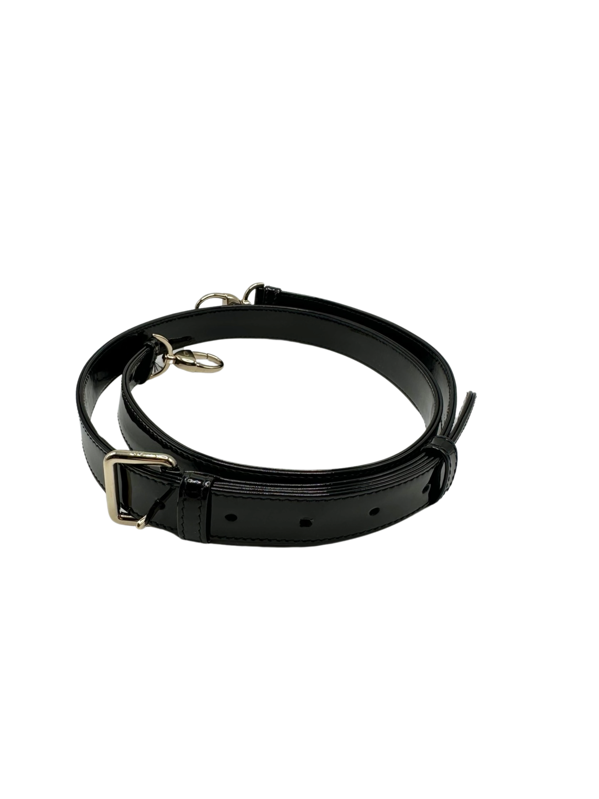 Detachable black patent leather strap