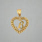 front of B heart rolex pendant in yellow gold with scratches on the B