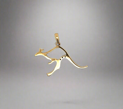 Back of kangaroo pendant with 375 stamp for 9K gold