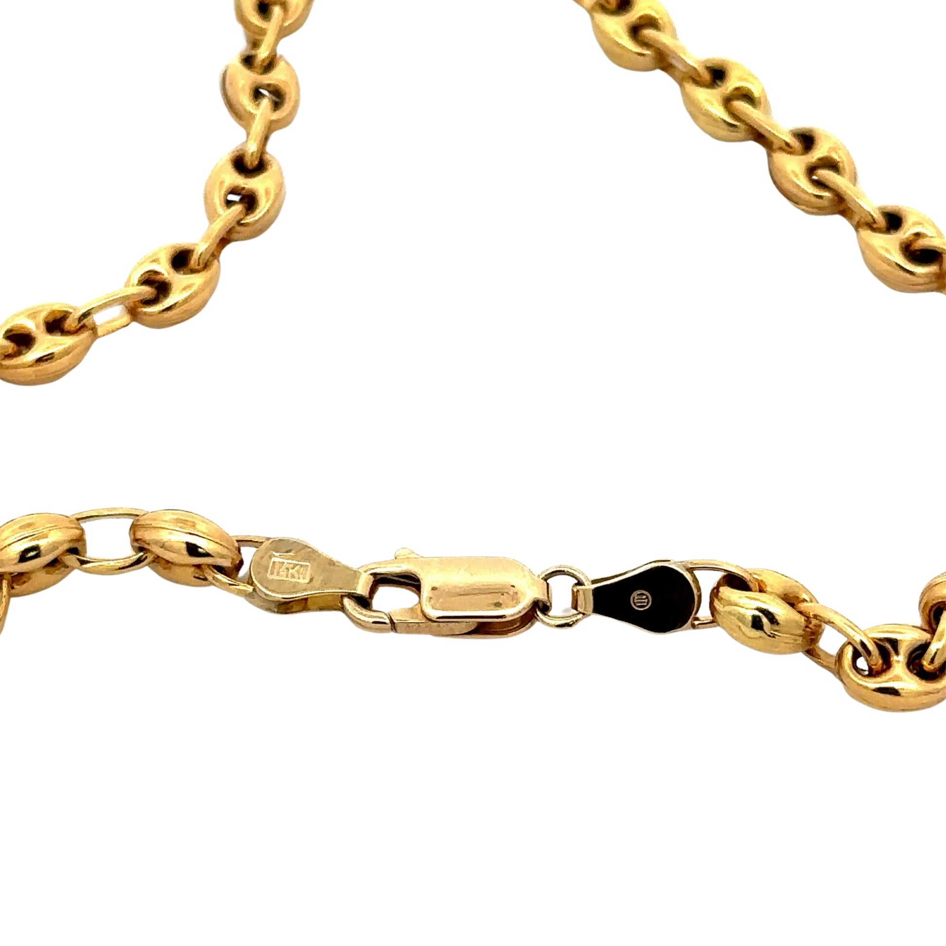 yellow gold lobster clasp gucci link anklet with 14k stamp